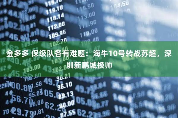 金多多 保级队各有难题：海牛10号转战苏超，深圳新鹏城换帅