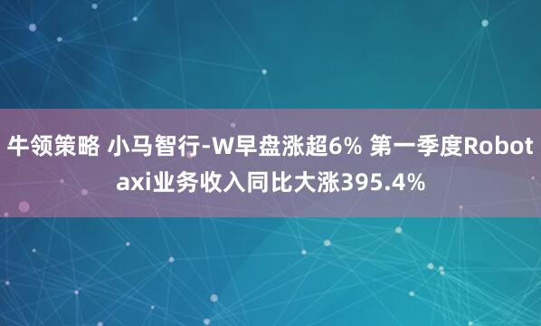 牛领策略 小马智行-W早盘涨超6% 第一季度Robotaxi业务收入同比大涨395.4%